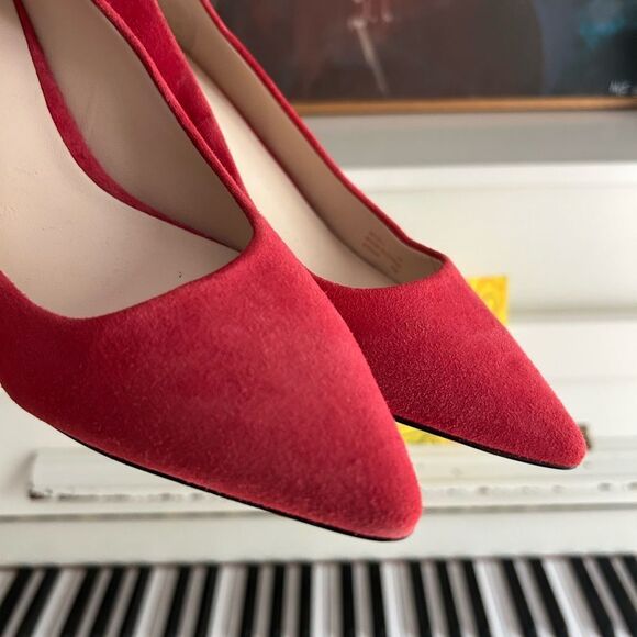 Cole Haan Red Suede Heels 7B - Picture 7 of 16